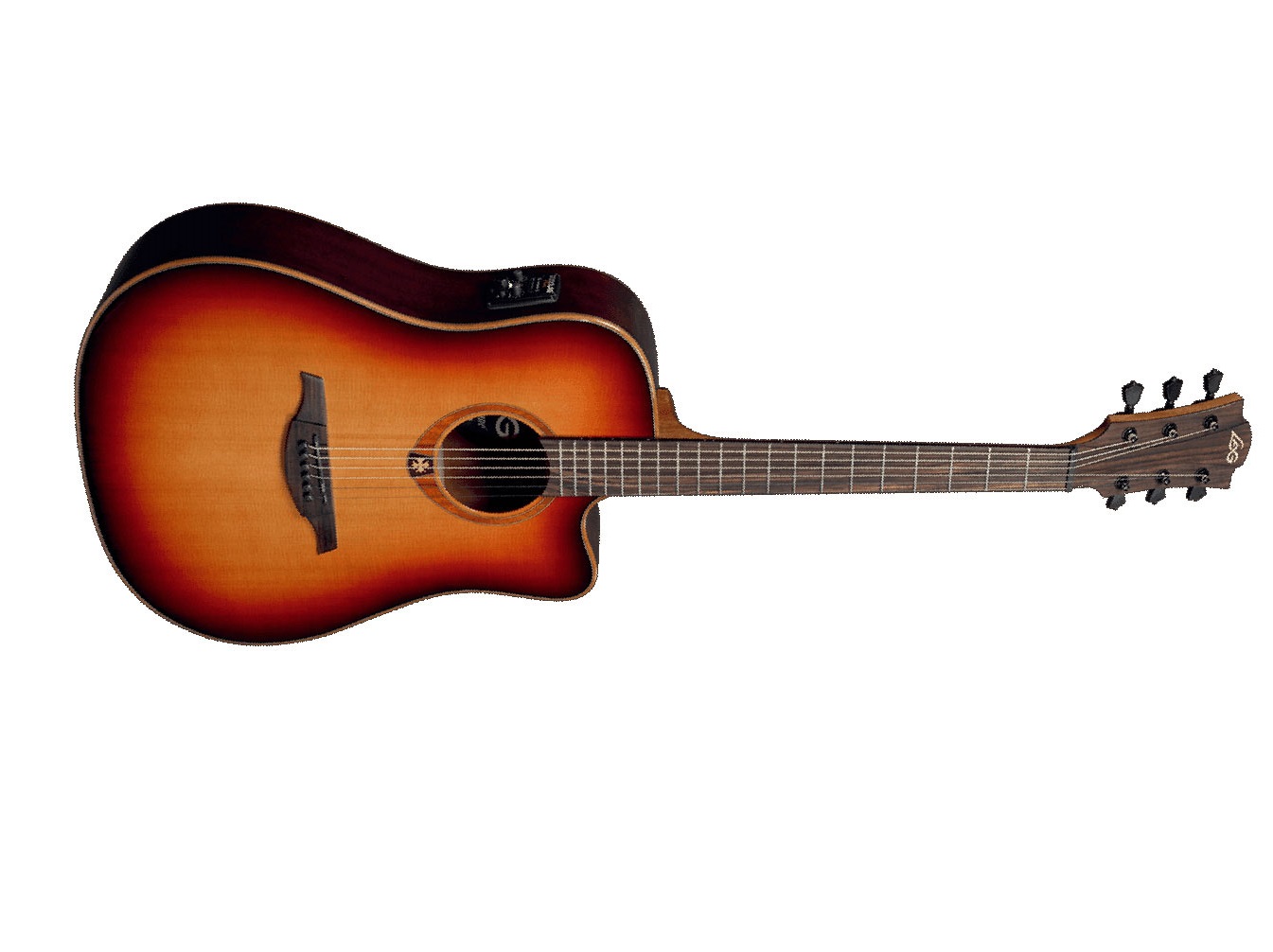 Lag T100dce Tramontane Dreadnought Cw Cedre Sapele - Brown Sunburst - Guitare Electro Acoustique - Variation 1