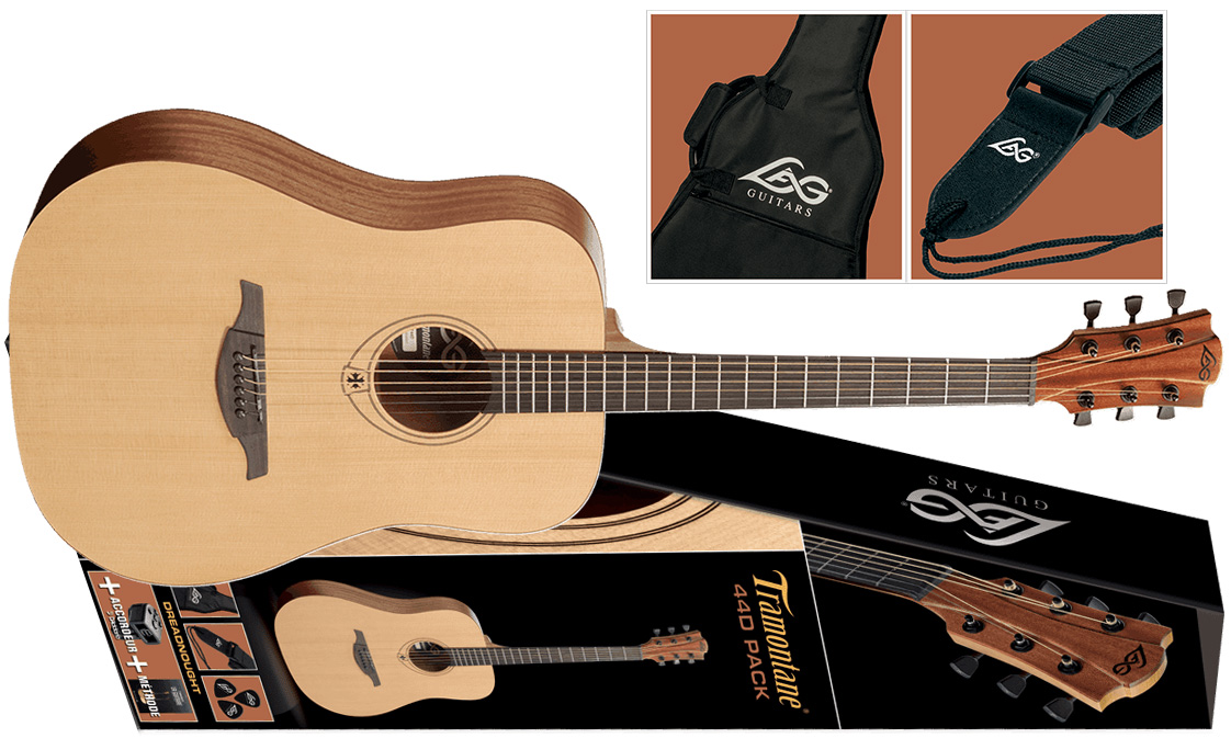 Lag T44d-pack Tramontane Dreadnought Epicea Acajou - Naturel Satin - Pack Guitare Acoustique - Variation 2