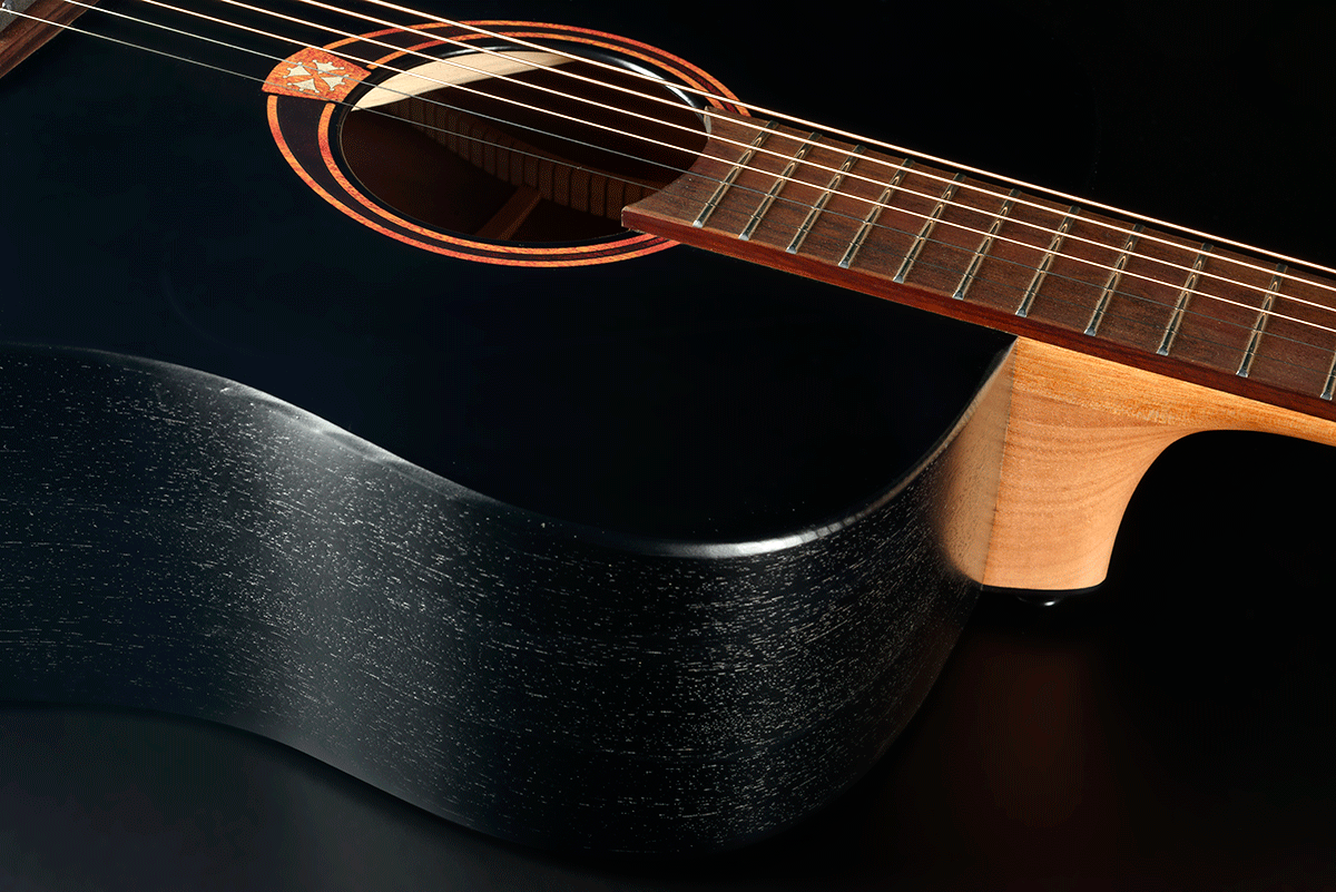Lag T70d Tramontane Dreadnought Epicea Sapele Bro - Noir Satine - Guitare Acoustique - Variation 4