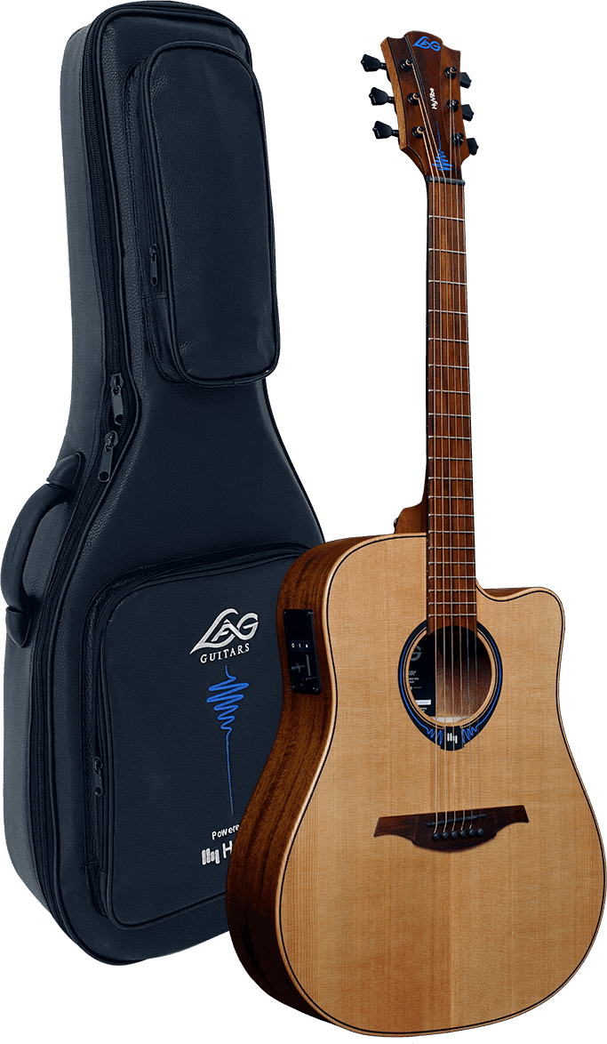 Lag Thv10dce Hyvibe Dreadnought Cedre/acajou Cw+housse - Naturel - Guitare Electro Acoustique - Variation 1