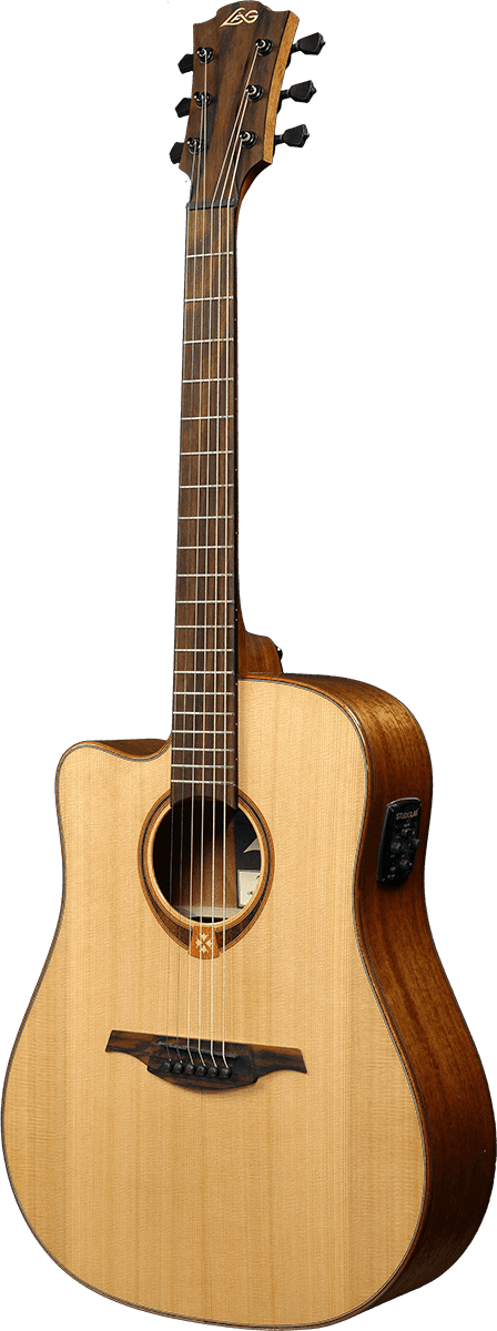 Lag Tl118dce Tramontane Lh Gaucher Dreadnought Cw Cedre Khaya Bro - Naturel - Guitare Electro Acoustique - Variation 1