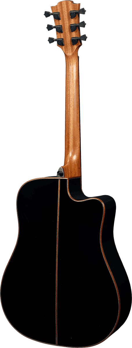 Lag Tl118dce Tramontane Lh Gaucher Dreadnought Cw Cedre Khaya Bro - Black - Guitare Acoustique - Variation 1