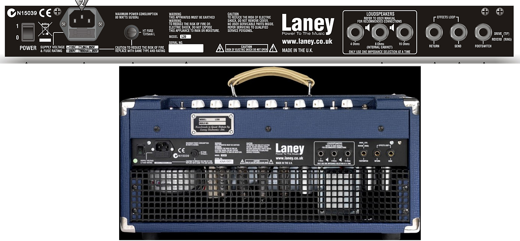 Laney Lionheart L20h Head - Ampli Guitare Électrique TÊte / PÉdale - Variation 2