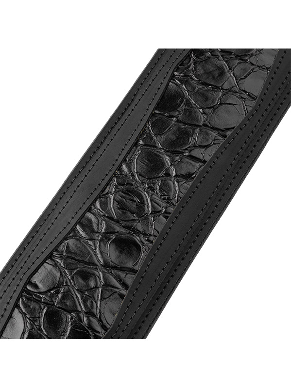 Levy's Apex - Cuir Crazy Horse RembourrÉ, Motif Croco, 7,6 Cm - Black - Sangle Courroie - Variation 1