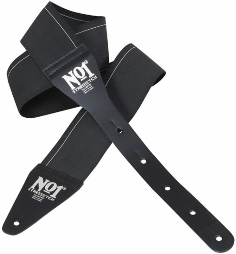 Levy's Mno1-blk Polyester Elastic Guitar Strap 2.5inc Black - Sangle Courroie - Main picture