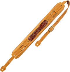 Sangle courroie Levy's Apex - Cuir crazy horse rembourré, motif croco, 7,6 cm - Tan