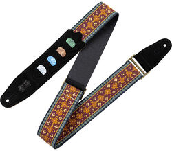 Sangle courroie Levy's Courroie tissu avec motifs Hootenany, 4 portes mediators, 5 cm - Design 26