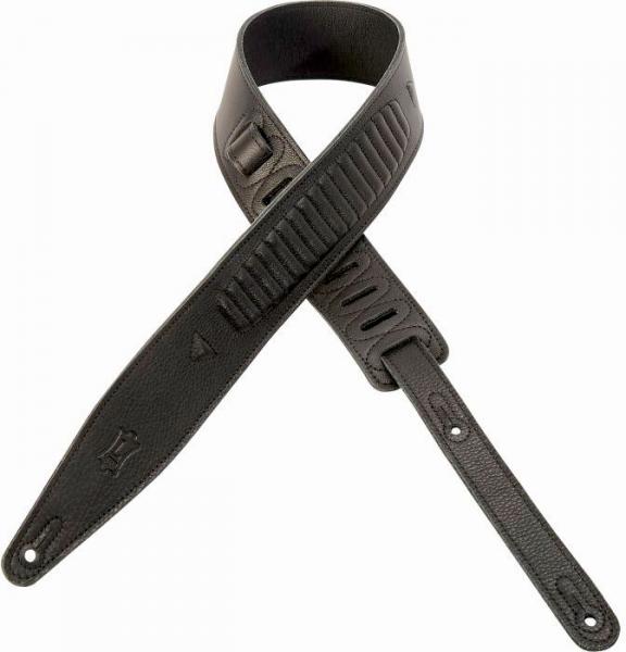 Sangle courroie Levy's MG317MTO-BLK Garment Leather Guitar Strap - Black