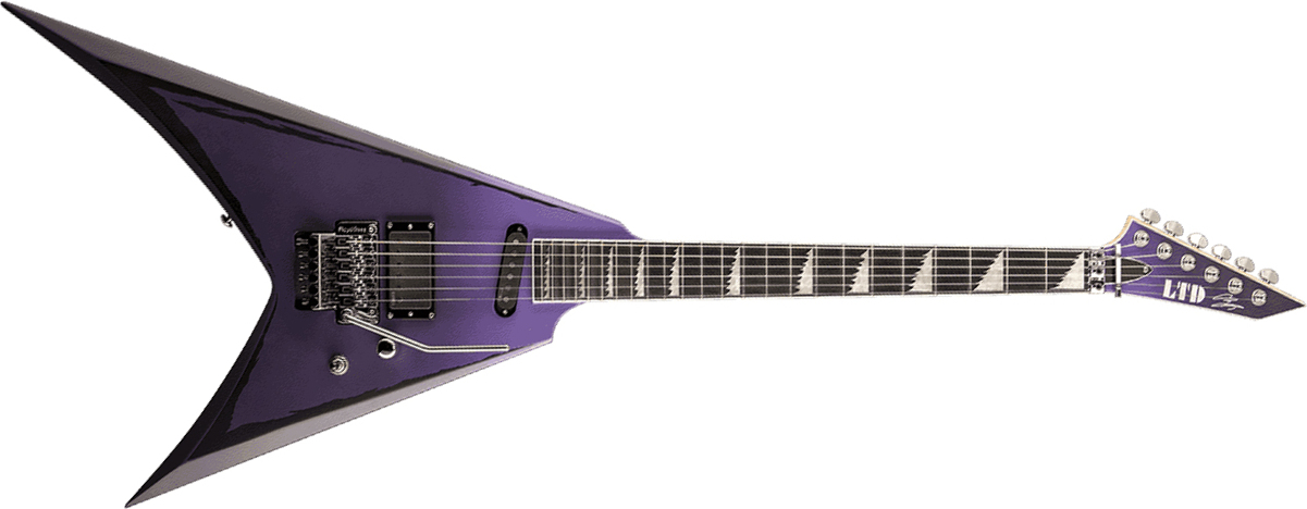 Ltd Alexi Laiho Ripped Signature Hs Fr Eb - Purple Fade Satin W/ Pinstripes - Guitare Électrique MÉtal - Main picture
