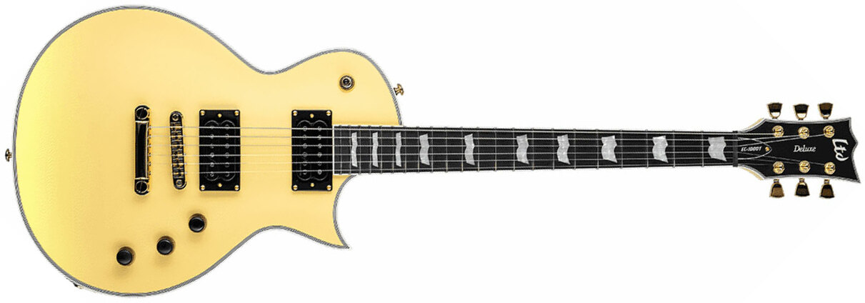 Ltd Ec-1000t Ctm Hh Fishman Fluence Modern Ht Eb - Vintage Gold Satin - Guitare Électrique Single Cut - Main picture