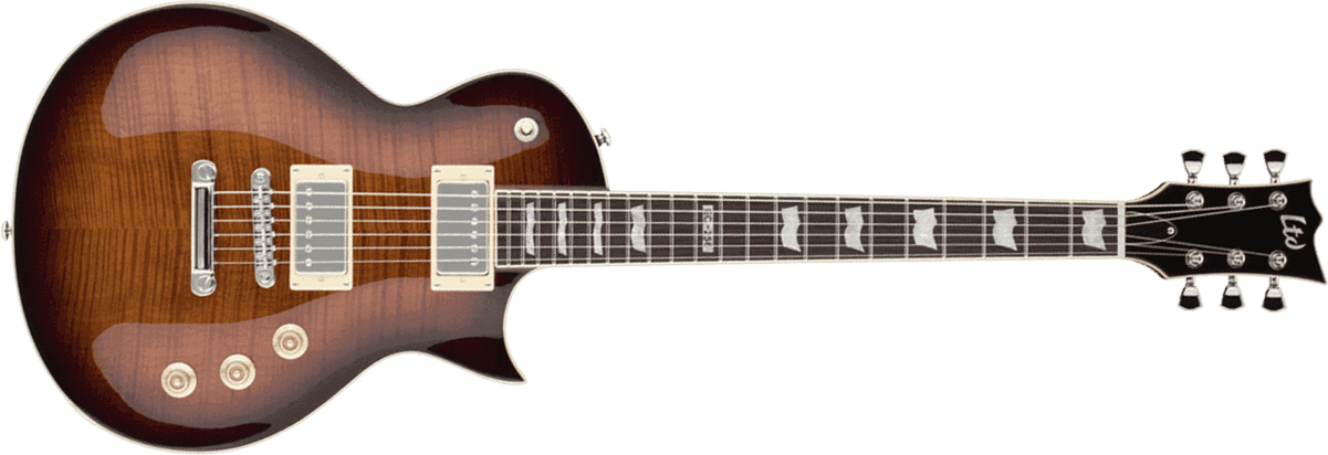Ltd Ec-256fm Hh Ht Jat - Dark Brown Sunburst - Guitare Électrique Single Cut - Main picture