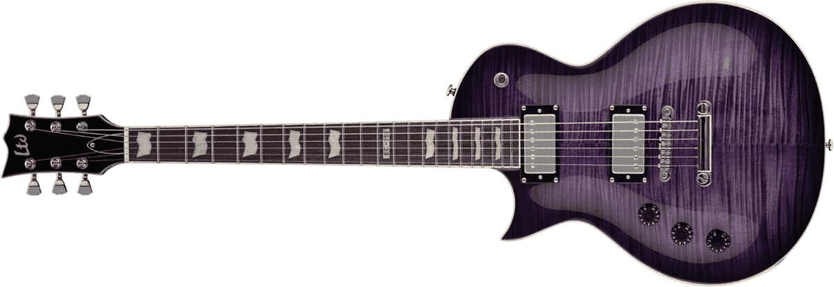 Ltd Ec-256fm Lh Gaucher Hh Ht Jat - See Thru Purple Sunburst - Guitare Électrique Single Cut - Main picture