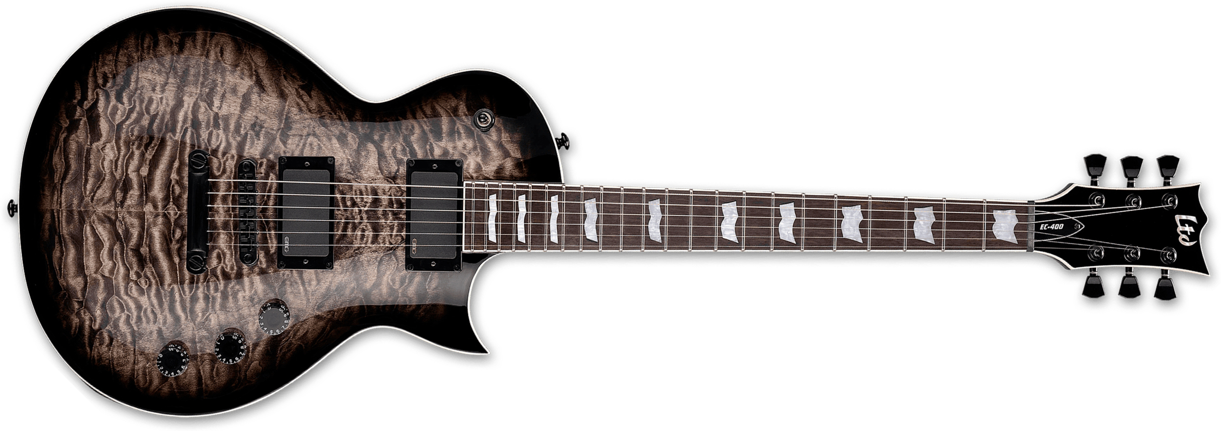 Ltd Ec400qm 2h Emg Ht Rw - See Through Black Sunburst - Guitare Électrique Single Cut - Main picture
