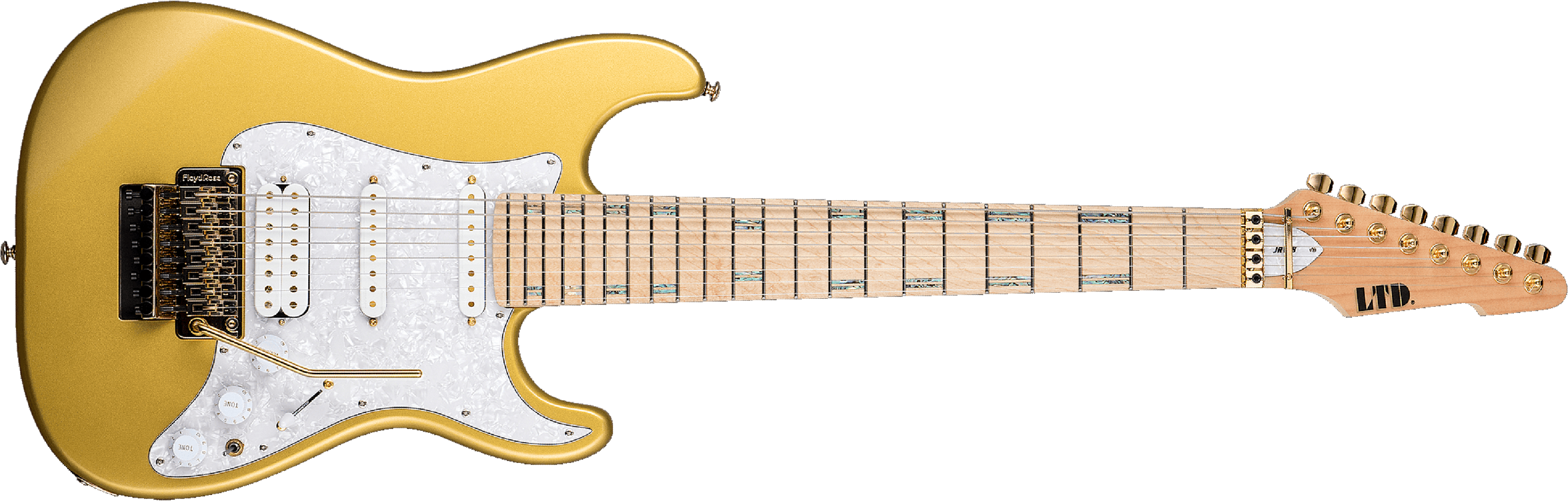 Ltd Jrv8 8-cordes Hss Trem Mn - Metallic Gold - Guitare Électrique 7 Cordes - Main picture