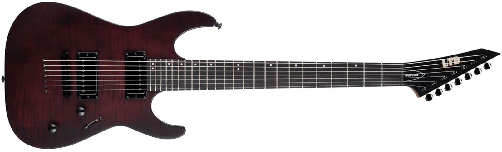 Ltd M-207 Baritone Dx 7-cordes Ht Hh Rw - Crimson Satin - Guitare Électrique Forme Str - Main picture