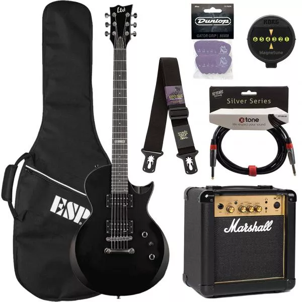 Pack guitare électrique Ltd EC-10 KIT Pack +Marshall MG10 +Accessoires - Black