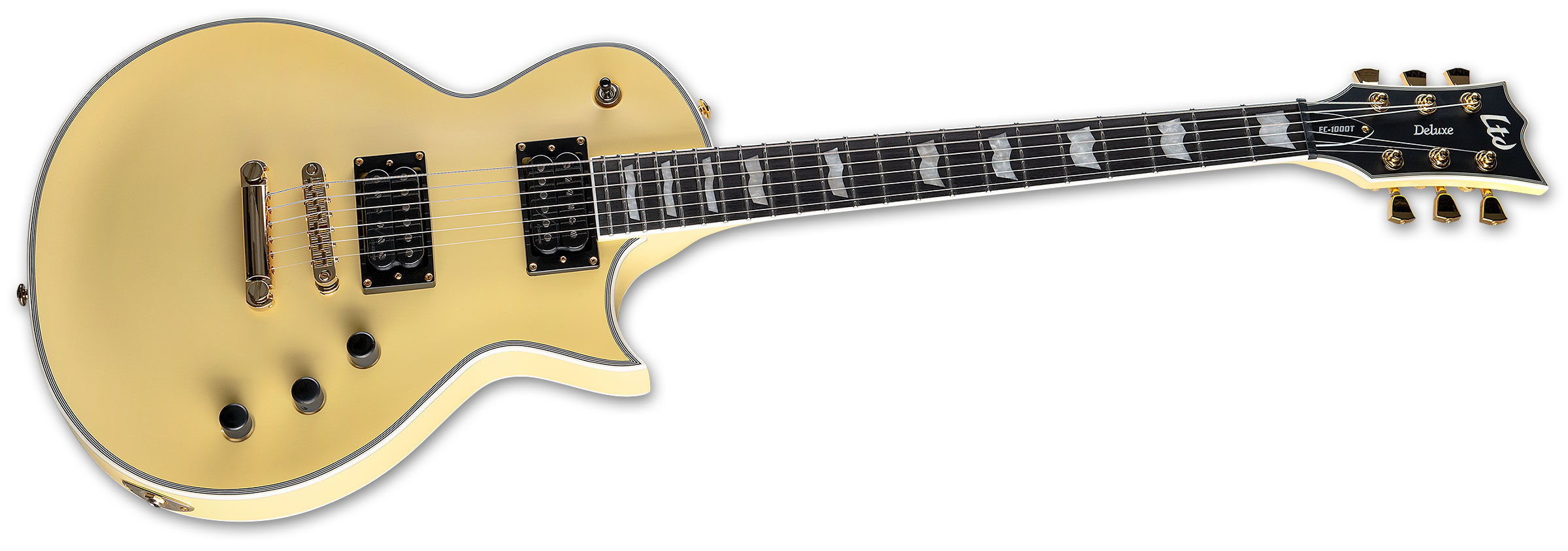 Ltd Ec-1000t Ctm Hh Fishman Fluence Modern Ht Eb - Vintage Gold Satin - Guitare Électrique Single Cut - Variation 1