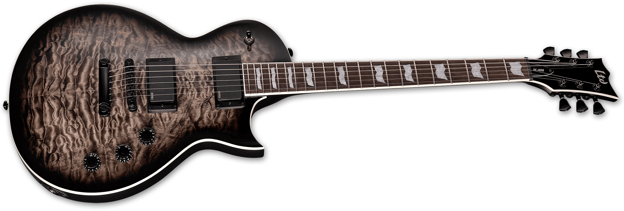 Ltd Ec400qm 2h Emg Ht Rw - See Through Black Sunburst - Guitare Électrique Single Cut - Variation 1