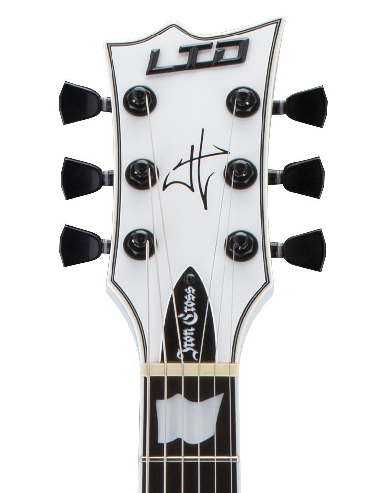 Ltd James Hetfield Iron Cross - Snow White W/ Black Stripes - Guitare Électrique Single Cut - Variation 4