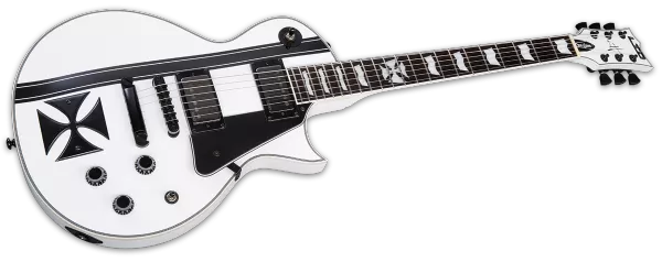 Guitare électrique solid body Ltd James Hetfield Iron Cross - snow white w/ black stripes