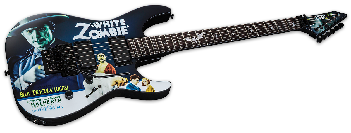 Ltd Kirk Hammett Kh Wz - Black With White Zombie Graphic - Guitare Électrique Forme Str - Variation 2