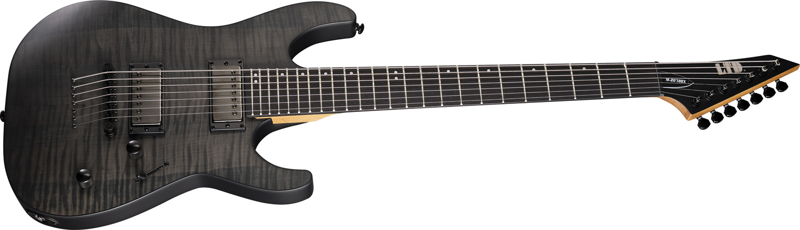 Ltd M-207 Baritone Dx 7-cordes Ht Hh Rw - See Thru Black Satin - Guitare Électrique Forme Str - Variation 2