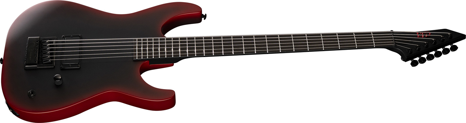 Ltd M-6 Evertune Baritone Black Metal Series Ht 1h Eb - Black Red Burst Satin - Guitare Électrique Forme Str - Variation 2