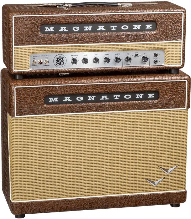 Stack ampli guitare électrique Magnatone Super Fifty-Nine M-80 Stack - Croc Ostridge Brown
