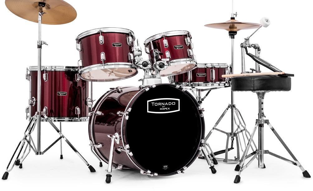Batterie acoustique jazz Mapex TND5844FT TORNADO JAZZ 18 - 5 fûts - Wine red