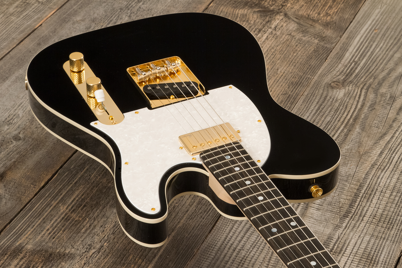 Marceau Guitars Elegante Custom Traditional Sh Ht Mn #t316024 - Black - Guitare Électrique Forme Tel - Variation 2