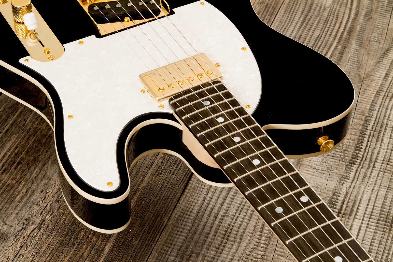 Marceau Guitars Elegante Custom Traditional Sh Ht Mn #t316024 - Black - Guitare Électrique Forme Tel - Variation 4