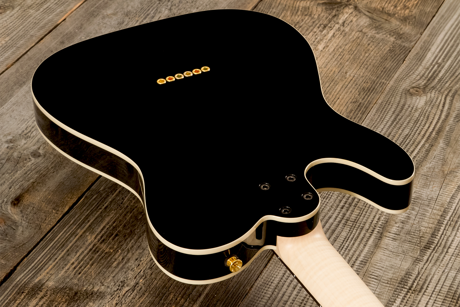 Marceau Guitars Elegante Custom Traditional Sh Ht Mn #t316024 - Black - Guitare Électrique Forme Tel - Variation 6