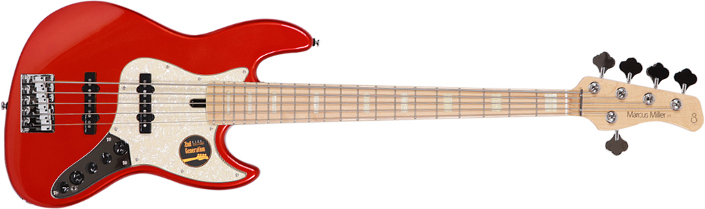 Marcus Miller V7 Swamp Ash 5st 2nd Generation 5-cordes Mn Sans Housse - Bright Metallic Red - Basse Électrique Solid Body - Main picture