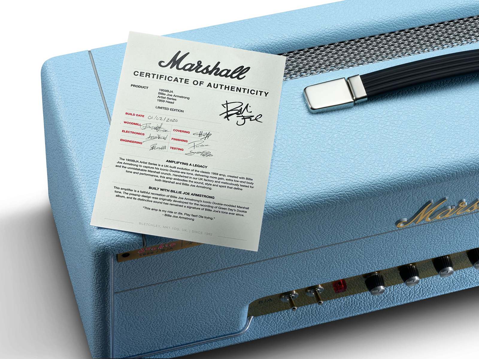 Marshall Billie Joe Armstrong 1959 Bja Handwired Head Signature 100w El34 - Ampli Guitare Électrique TÊte / PÉdale - Variation 5