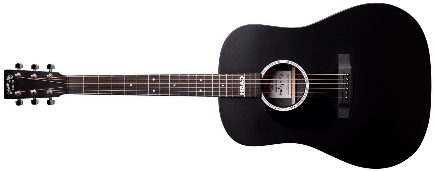 Martin Johnny Cash Dx Lh Gaucher Signature Dreadnought Hpl Ric - Black - Guitare Folk - Main picture