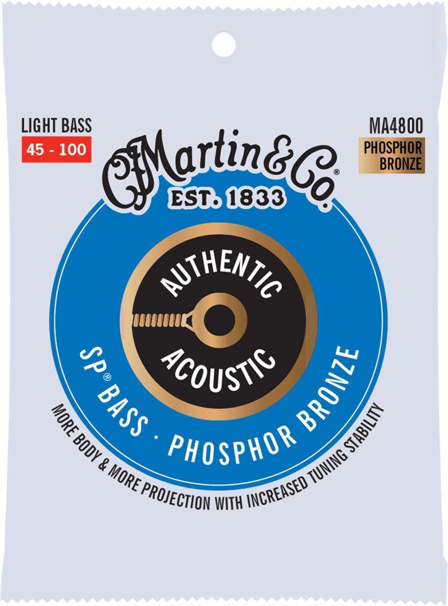 Cordes basse acoustique Martin MA4800 Acoustic Bass 4-String Set Authentic SP 80/20 Bronze 45-100 - Jeu de 4 cordes