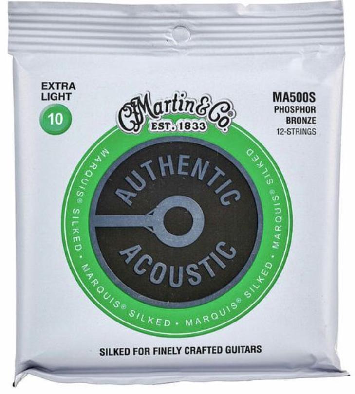 Cordes guitare acoustique Martin MA500S Acoustic Guitar 12-String Set Authentic Silked 92/8 Phosphor Bronze 10-47 - Jeu de 12 cordes
