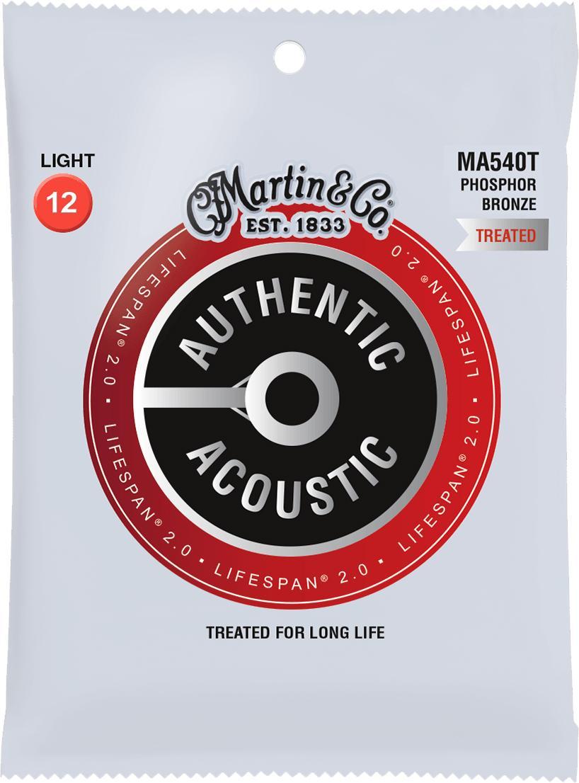 Cordes guitare acoustique Martin MA540T Acoustic Guitar 6-String Set Authentic Lifespan 2.0 92/8 Phosphor Bronze 12-54 - Jeu de 6 cordes