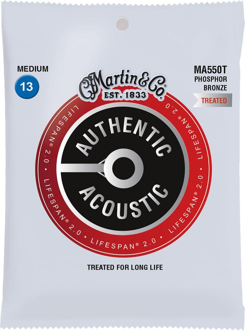 Cordes guitare acoustique Martin MA550T Acoustic Guitar 6-String Set Authentic Lifespan 2.0 92/8 Phosphor Bronze 13-56 - Jeu de 6 cordes