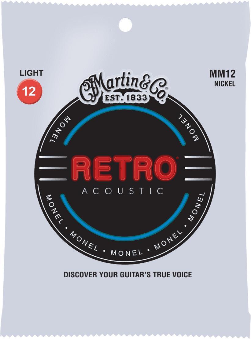 Cordes guitare acoustique Martin MM12 Acoustic Guitar 6-String Set Retro Monel 12-54 - Jeu de 6 cordes