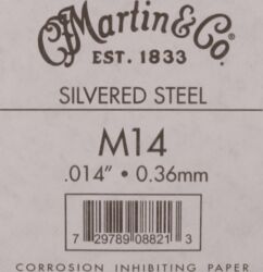 Cordes guitare acoustique Martin M14 Plain Steel String 014 - Corde au détail
