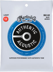 Cordes guitare acoustique Martin MA140 Acoustic Guitar 6-String Set Authentic SP 80/20 Bronze 12-54 - Jeu de 6 cordes