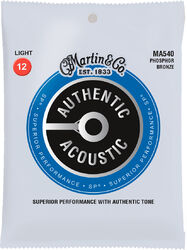 Cordes guitare acoustique Martin MA540 Acoustic Guitar 6-String Set Authentic SP 92/8 Phosphor Bronze 12-54 - Jeu de 6 cordes