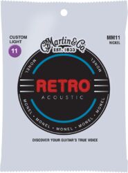 Cordes guitare acoustique Martin MM11 Acoustic Guitar 6-String Set Retro Monel 11-52 - Jeu de 6 cordes