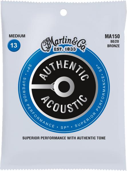 Cordes guitare acoustique Martin MA150 Authentic Acoustic SP 80/20 Bronze 13-56 - Jeu de 6 cordes