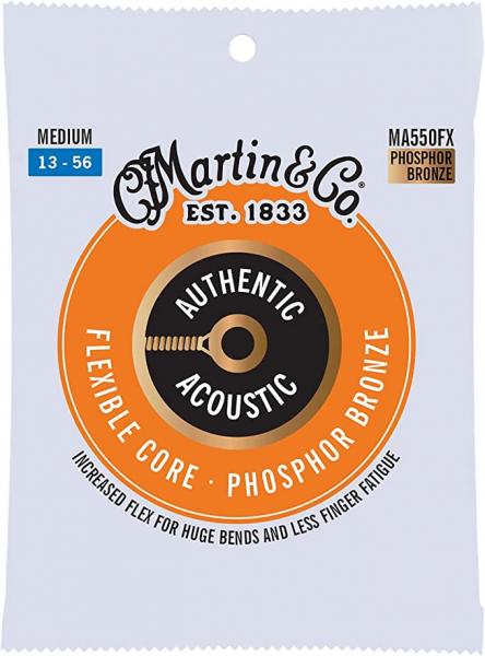 Cordes guitare acoustique Martin MA550FX Acoustic Guitar 6-String Set Authentic Flexible Core Phosphor Bronze 13-56 - Jeu de 6 cordes