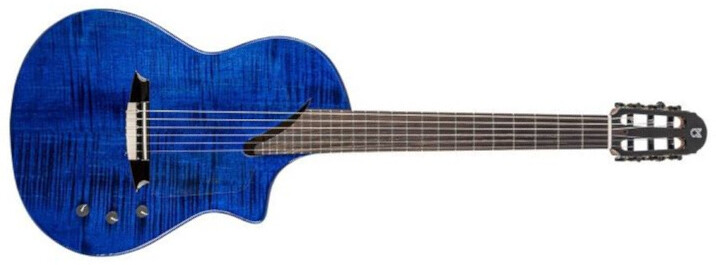 Martinez Hispania Electro Erable Acajou + Housse - Transblue Burst - Guitare Classique Format 4/4 - Main picture