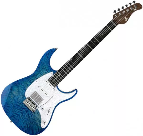 Guitare électrique solid body Mayones guitars Aquila QM 6 - Lagoon burst