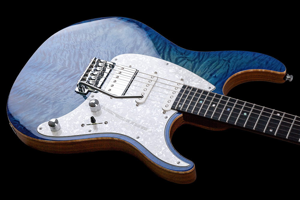 Mayones Guitars Aquila Qm 6 Hss Trem Eb - Lagoon Burst - Guitare Électrique Forme Str - Variation 2