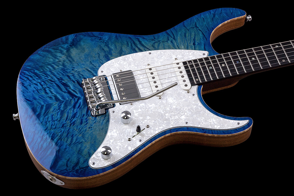 Mayones Guitars Aquila Qm 6 Hss Trem Eb - Lagoon Burst - Guitare Électrique Forme Str - Variation 3